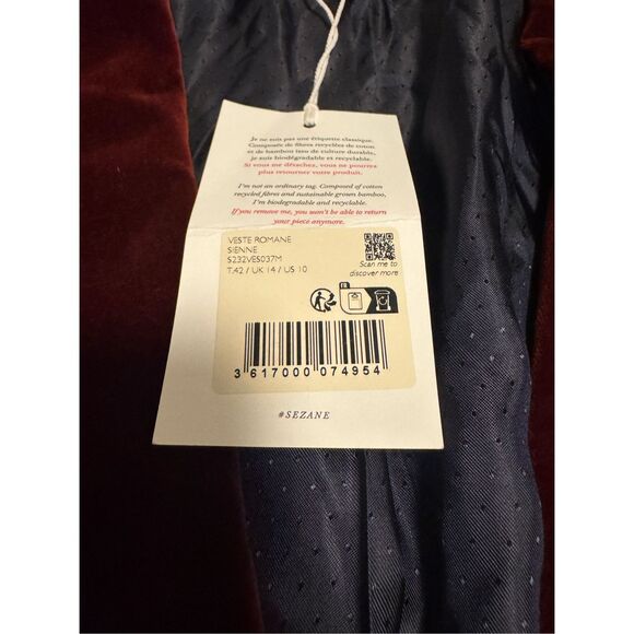 Sezane size US 10 (42) veste romane sienne blazer suit jacket - NWT - Picture 11 of 14